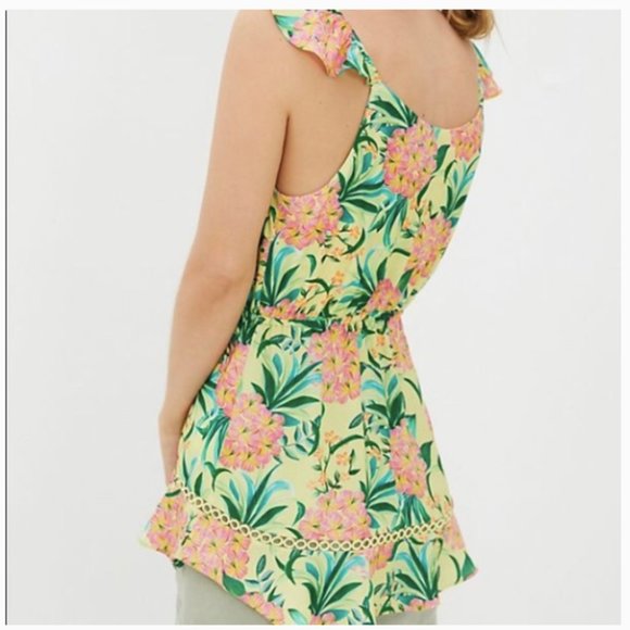 Farm Rio Ruffled Floral Tank top Anthropologie blouse M NWT - Picture 4 of 15